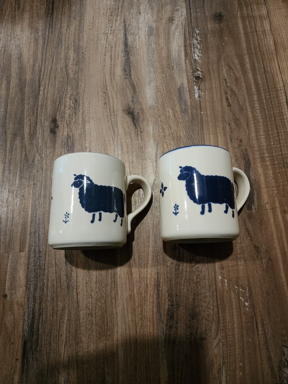 Pfaltzgraff stoneware blue sheep mugs